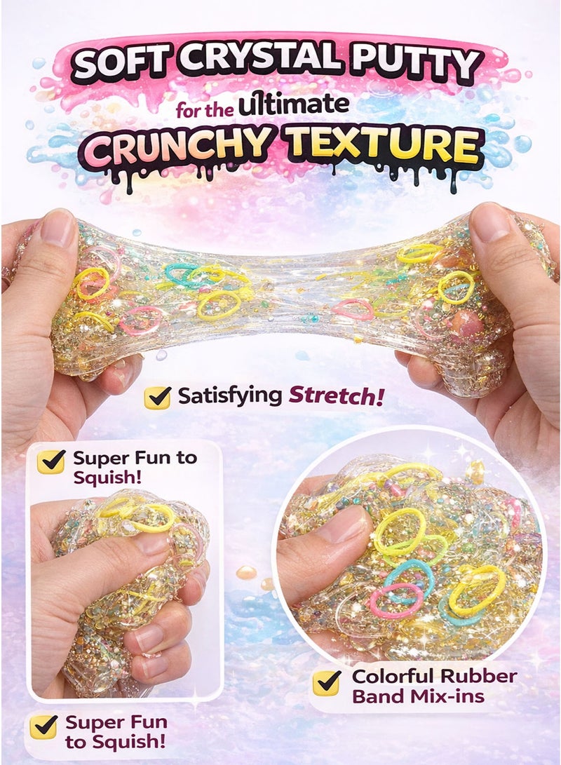 Greateam Mixing Slime Crunch Slime Set of 6 PCS  Crystal Putty + Soft Slime + Clear Slime + Stretchy Slime + Crunchy Slime  Pre-Made Ready-to-Play Slime Pots with DIY Rubber Band Accessories  Rainbow Loom Bands Mix-Ins  Sensory Play Toy ASMR Crunch Texture, Squishy Stretch Putty  Anti Stress Relieve Toy, Fidget Toy Tactile Learning Toy  Slime Crunch Assortment for Kids Boys Girls Children  Gift Toy  Safe Non Toxic High Quality  EN71 Certified EU Toy Safety Standard  3+ Years - Image 3